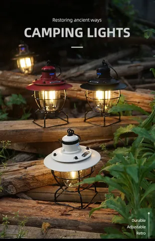 Đèn Cắm Trại Chiếu Sáng Ngoài Trời Pin Sạc Dáng Cổ Điển CLS - Bền Bỉ, Chống Gỉ, 3 Chế Độ Ánh Sáng - Phụ Kiện Dã Ngoại Hoàn Hảo
