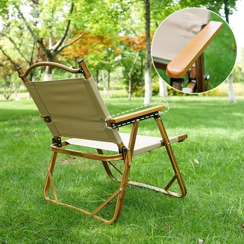 Ghế Tựa Lưng Siêu Nhẹ Gấp Gọn AoTu Tỳ Tay Gỗ Sồi - Đồ Dùng Cắm Trại Thiết Kế Vintage, Dễ Dàng Mang Theo, Chịu Tải Đến 120kg