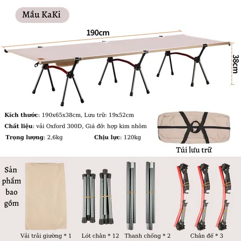 Giường gấp cắm trại hợp kim nhôm AoTu siêu bền nhẹ có túi đựng, dễ lắp đặt, thiết kế di động lý tưởng cho du lịch và dã ngoại.