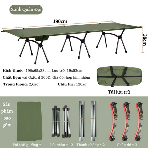 Giường gấp cắm trại hợp kim nhôm AoTu siêu bền nhẹ có túi đựng, dễ lắp đặt, thiết kế di động lý tưởng cho du lịch và dã ngoại.