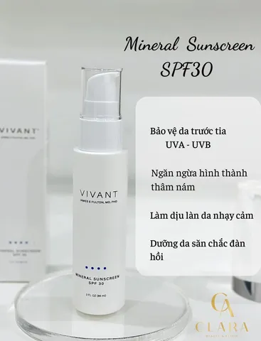 Kem Chống Nắng Vivant Mineral Sunscreen SPF30 - Bảo Vệ Da Chống UVA/UVB, Khô Nhanh, Dưỡng Ẩm, Lý Tưởng Cho Hoạt Động Ngoài Trời