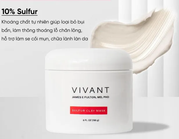 Mặt Nạ Hỗ Trợ Thải Độc Da Mụn Vivant Skincare Sulfur Clay Mask 165g - Ngừa Vi Khuẩn, Cải Thiện Mụn Trứng Cá, Kiểm Soát Dầu Nhờn