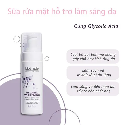 Sữa Rửa Mặt Làm Sáng Da Biotrade Melabel Whitening 150ml - Sạch Sâu, Không Kích Ứng, Phù Hợp Mọi Loại Da, Giảm Đốm Đen