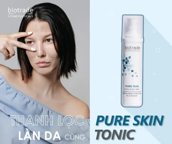 Toner Giảm Mụn Đầu Đen Biotrade Pure Skin Exfoliating Tonic 50ml - Công Thức AHA BHA Peeling, Se Khít Lỗ Chân Lông, Làm Sáng Da