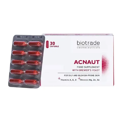 Viên uống Biotrade Acnaut Hỗ Trợ Giảm Mụn - Thực Phẩm Chức Năng Hộp 30 Viên, Giúp Kiềm Dầu và Làm Sáng Da Cho Da Dầu, Mụn