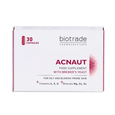 Viên uống Biotrade Acnaut Hỗ Trợ Giảm Mụn - Thực Phẩm Chức Năng Hộp 30 Viên, Giúp Kiềm Dầu và Làm Sáng Da Cho Da Dầu, Mụn