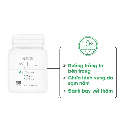 Viên Uống NUCOS Trắng Da Chống Nắng White Plus Placenta - Giảm Nám, Làm Sáng Da 60 Viên Nhập Khẩu từ Nhật Bản