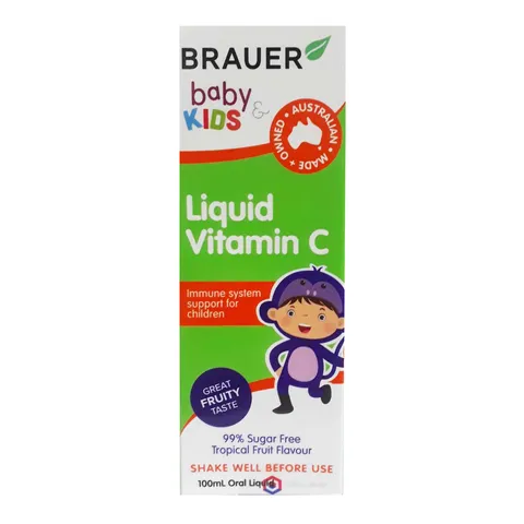 Vitamin C Brauer dạng nước 100ml cho bé trên 1 tuổi - Hỗ trợ tăng cường sức đề kháng, hấp thụ dưỡng chất tự nhiên, dễ uống.