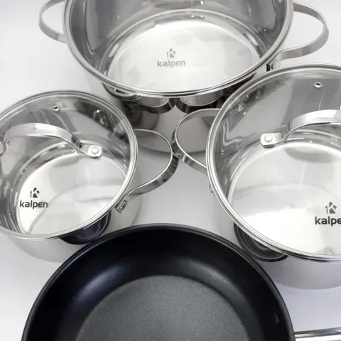 Bộ Nồi Chảo Inox 304 Cao Cấp 5 Đáy Kalpen Lermat L2 - Bộ Nấu Ăn Chất Liệu Inox Bền Bỉ, An Toàn Cho Sức Khỏe, Đáp Ứng Mọi Nhu Cầu Nấu Nướng