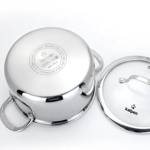Bộ Nồi Inox 3 Lớp Liền Khối Kalpen Kazler KZ1 - Chất Liệu Cao Cấp, Thiết Kế Sang Trọng, Tiết Kiệm Nhiên Liệu, Bộ 3 Nồi 16cm, 20cm, 24cm