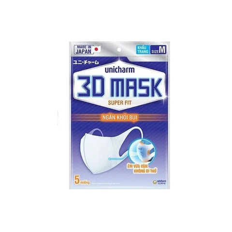 Combo Khẩu Trang Unicharm 3D Mask Superfit Ngăn Khói 5 Miếng + 1 Khẩu Trang Virus Block - Bảo Vệ Sức Khỏe Bạn Hàng Ngày