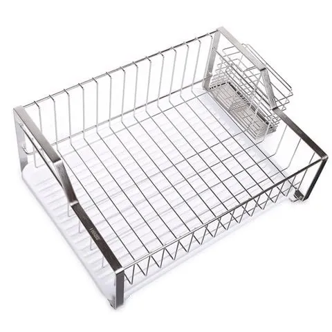 Kệ chén 1 tầng Inox 304 Hobby Home Decor KC2 - Kệ đựng bát cao cấp có khay hứng nước và ống đũa, tiện lợi cho bếp nhà bạn