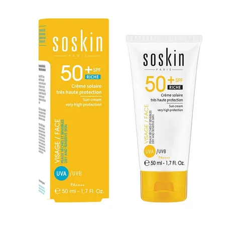 Kem Chống Nắng Soskin Sun Cream Very High Protection SPF50+ Riche 50ml - Bảo Vệ Da Khỏe Mạnh Trước Tia UV, Dưỡng Ẩm Hiệu Quả