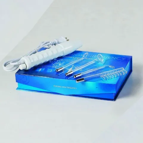 Máy điện tím cầm tay Portable High Frequency - Thiết bị làm sạch da, hỗ trợ trị mụn cho spa và cá nhân, 4 đầu thay thế.