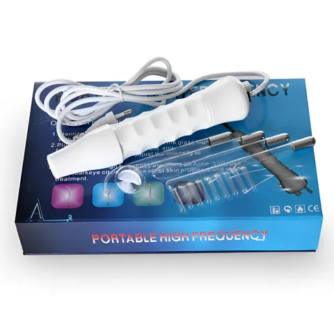 Máy điện tím cầm tay Portable High Frequency - Thiết bị làm sạch da, hỗ trợ trị mụn cho spa và cá nhân, 4 đầu thay thế.