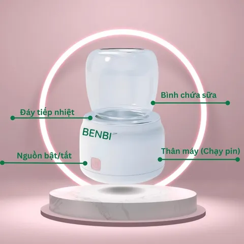 Máy Hâm Sữa BenBi Leon DQ-0109 Không Dây, Pin 9000mAh, Thiết Kế Mini Tiện Lợi, Hâm 40-45 Độ C, Phù Hợp Với Mọi Loại Bình Sữa
