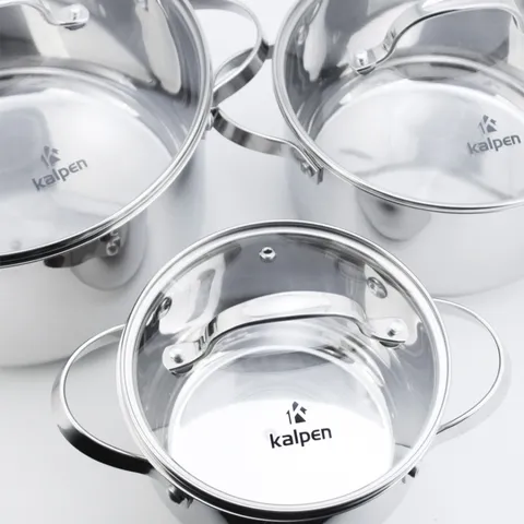 Nồi Inox 304 Kalpen Lermat 5 Đáy - Nồi Chuyên Dùng Bếp Từ, Tiết Kiệm Năng Lượng, 18cm-30cm, Chất Liệu Bền Đẹp, Nấu Nhanh Chóng
