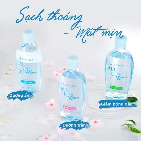 Nước Tẩy Trang Senka All Clear Water Micellar - Làm Sạch Sâu, Giảm Mụn, Dưỡng Ẩm, Cho Da Sáng Mịn - Phù Hợp Mọi Loại Da