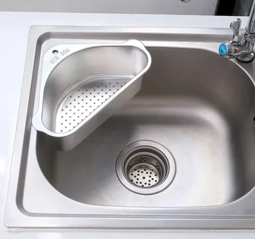 Rổ Treo Góc Chậu Rửa Chén Đa Năng Inox 304 - Dụng Cụ Tiện Ích Cho Nhà Bếp Kèm Sticker & Keo Dán Siêu Dính