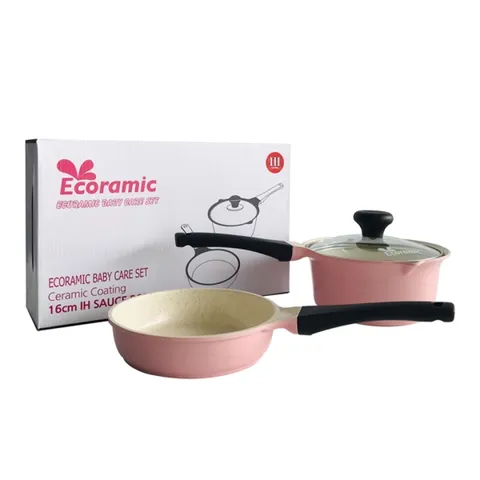 Bộ Nồi Chảo Ecoramic Baby Care 16cm Đế Từ - Chống Dính 7 Lớp An Toàn Cho Sức Khỏe Trẻ Em, Nấu Nhanh Tiết Kiệm Năng Lượng