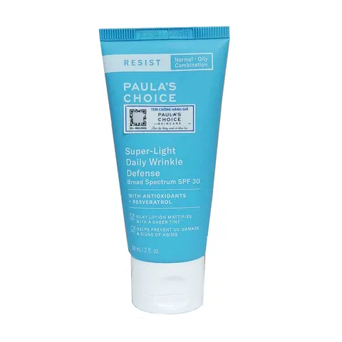 Kem Dưỡng Da Chống Nắng Paula's Choice Resist Super-Light Wrinkle Defense SPF 30 - Bảo Vệ Da Khỏi Tia UV, Phục Hồi Làn Da Khỏe Mạnh