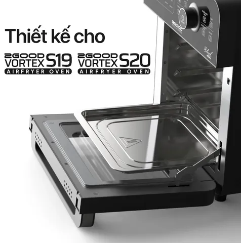Khay hứng dầu inox 304 cho nồi chiên không dầu 2Good S19/S20 - Phụ kiện cần thiết, dễ lắp đặt, bảo vệ tuổi thọ nồi chiên