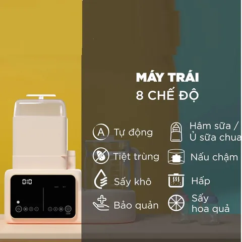 Máy Hâm Sữa Đa Năng Điện Tử Fatzbaby Multimax 7 FB9302TN - Tiệt Trùng, Hấp Thức Ăn, Chế Độ Khử Clo, Dễ Dùng, Màu Be