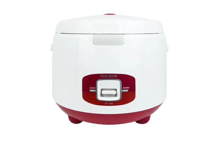 Nồi cơm điện Cuckoo CR-1055 1.8L - Nấu cơm, hầm nóng với thiết kế màu trắng đỏ cho gia đình 4-6 người sử dụng, dễ dàng di chuyển.