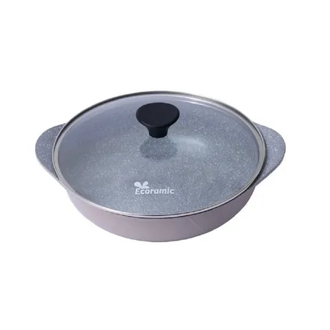 Nồi Lẩu Chống Dính Đáy Từ Ecoramic 28cm - Phủ Vân Đá 3 Lít, Dùng Cho Bếp Từ, Bếp Gas, Thiết Kế Bền Chắc, An Toàn Khi Sử Dụng