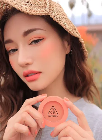 Phấn Má Hồng 3CE Stylenanda Mood Recipe Màu Soft Salmon - Phấn Tạo Khối Tươi Tắn, Kiềm Dầu, Dễ Dàng Mang Theo