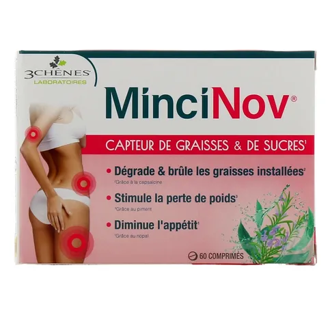 Viên uống hỗ trợ đốt mỡ MinciNov - Giảm cân hiệu quả, giúp chuyển hóa mỡ thừa thành năng lượng, 60 viên dễ nuốt, an toàn sức khỏe