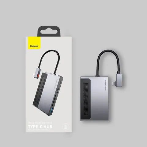 Hub Chuyển Đổi 6 in 1 Baseus Magic cho iPad/Macbook CAHUB-DA0G - HDMI 4K60Hz, USB 3.0, Khe Đọc Thẻ TF, Type C và Jack 3.5mm