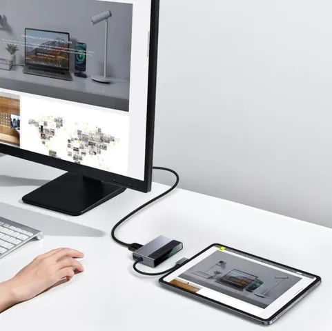 Hub Chuyển Đổi 6 in 1 Baseus Magic cho iPad/Macbook CAHUB-DA0G - HDMI 4K60Hz, USB 3.0, Khe Đọc Thẻ TF, Type C và Jack 3.5mm