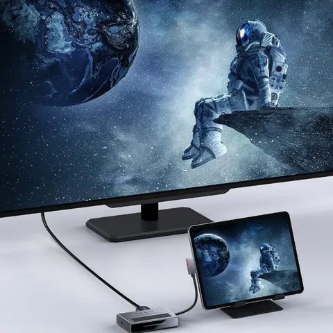 Hub Chuyển Đổi 6 in 1 Baseus Magic cho iPad/Macbook CAHUB-DA0G - HDMI 4K60Hz, USB 3.0, Khe Đọc Thẻ TF, Type C và Jack 3.5mm