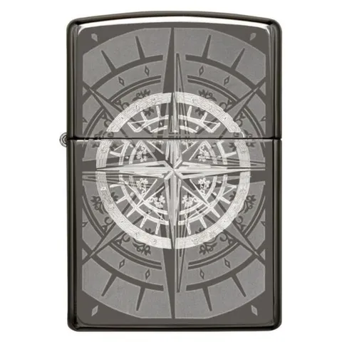 Bật Lửa Zippo Compass 29232 - Hình La Bàn Vegvisir Khắc Laser, Vỏ Đồng Thau Nguyên Khối, Dùng Trong Mọi Điều Kiện