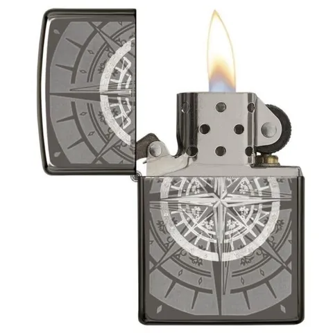 Bật Lửa Zippo Compass 29232 - Hình La Bàn Vegvisir Khắc Laser, Vỏ Đồng Thau Nguyên Khối, Dùng Trong Mọi Điều Kiện