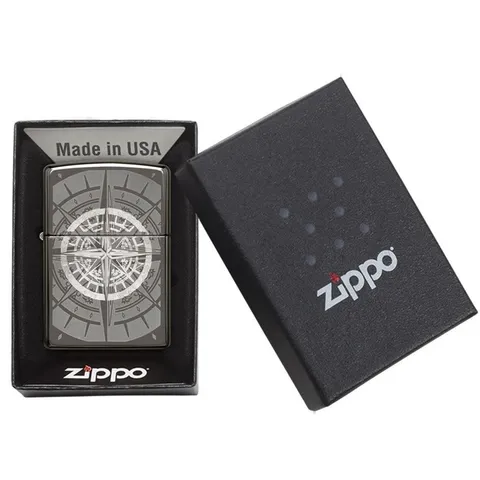 Bật Lửa Zippo Compass 29232 - Hình La Bàn Vegvisir Khắc Laser, Vỏ Đồng Thau Nguyên Khối, Dùng Trong Mọi Điều Kiện