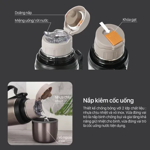 Bình giữ nhiệt 2Good X5 750ml - Inox 304, Giữ Nóng 10h, Giữ Lạnh 24h, Nắp 2in1 Thời Trang, An Toàn Sức Khỏe, Dùng Hàng Ngày