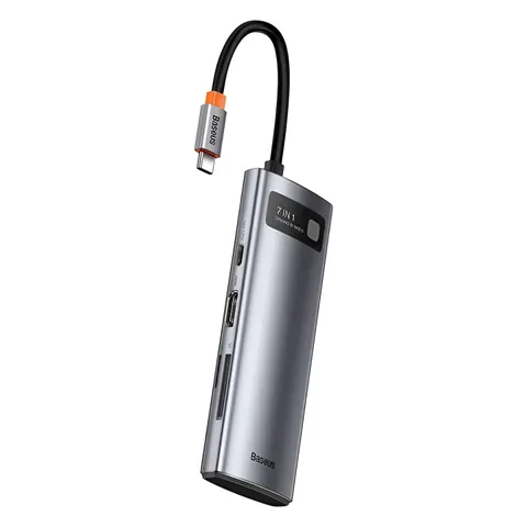 Bộ Hub Mở Rộng Baseus Metal Gleam 7in1 - USB-C, HDMI 4K, RJ45, USB 3.0 và Thẻ Nhớ SD/TF - Đa Năng Cho Laptop và Điện Thoại