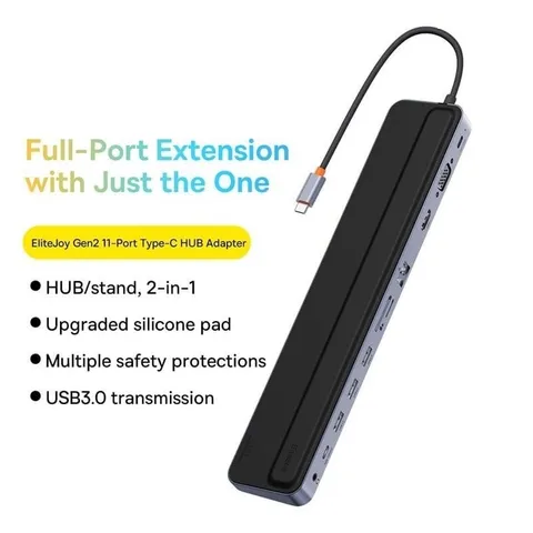 Hub Mở Rộng Baseus 12 in 1 EliteJoy Gen2 - Công cụ Chuyển Đổi Đa Năng 11 Cổng Type-C cho Laptop, Macbook, Smartphone, 4K HDMI, Sạc Nhanh PD 100W