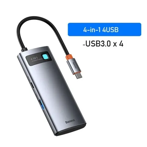 Hub mở rộng Baseus Metal Gleam Multifunctional Gen2 WKWG070013 4 in 1 - Kết Nối HDMI, USB 3.0, USB Type C - Sạc Nhanh PD 100W
