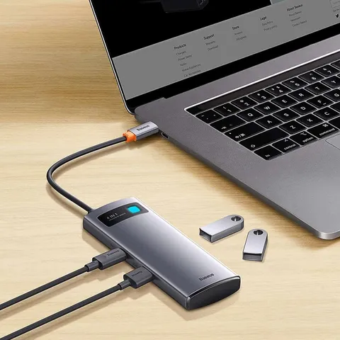 Hub mở rộng Baseus Metal Gleam Multifunctional Gen2 WKWG070013 4 in 1 - Kết Nối HDMI, USB 3.0, USB Type C - Sạc Nhanh PD 100W