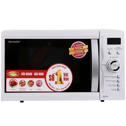 Lò Vi Sóng Cơ Nướng Sharp R-G371VN-W 23 Lít - Tiện Ích Đa Năng, Thiết Kế Sang Trọng, Công Suất 800W Nấu Nướng Hiệu Quả