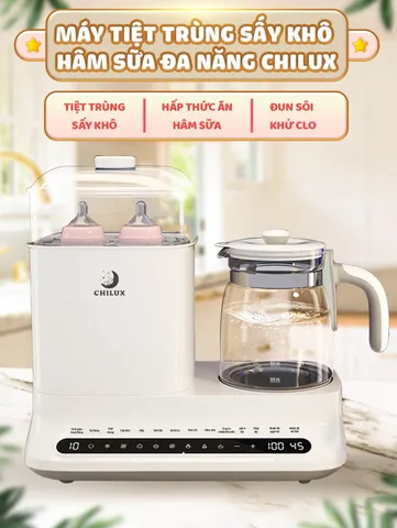 Máy Tiệt Trùng Sấy Khô và Hâm Sữa Chilux C1 Đa Năng - Tiện Ích Cho Mẹ Và Bé, Chức Năng Tiệt Trùng, Sấy Khô, Hâm Sữa Nóng