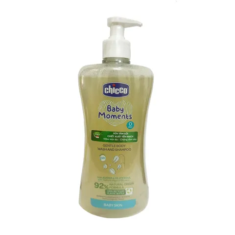 Sữa Tắm Gội Chiết Xuất Yến Mạch 0M+ Chicco 500ml - Dưỡng Da, Chăm Sóc Tóc Cho Trẻ Sơ Sinh, Không Cay Mắt, An Toàn, Tiện Lợi