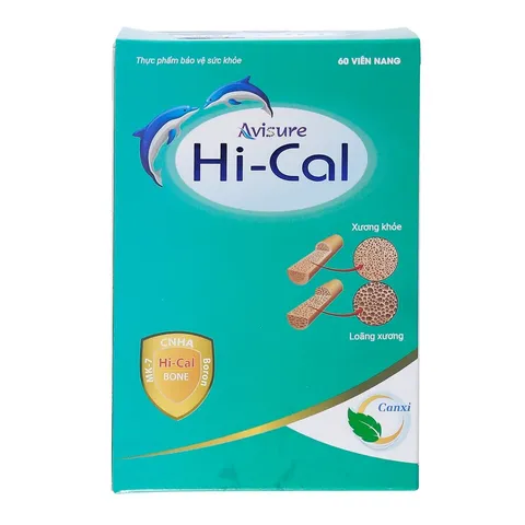 Viên uống bổ sung canxi Avisure Hi-Cal 60 viên - Hỗ trợ xương chắc khỏe, hấp thu tốt cho phụ nữ mang thai và trẻ em từ 6 tuổi.