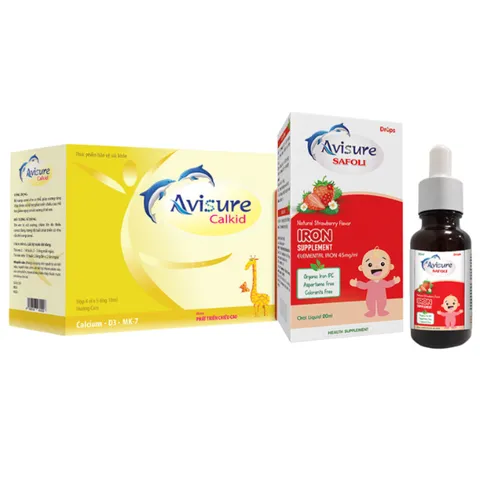 Combo Sắt Canxi Avisure Calkid & Safoli Drop cho Bé - Bổ Sung Dinh Dưỡng Bằng Siro Thơm Ngon, Hỗ Trợ Tăng Chiều Cao & Phát Triển Toàn Diện