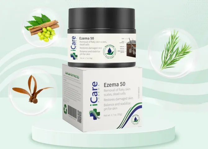 Ezema 50 iCare Pharma - Dưỡng chất tự nhiên hỗ trợ giảm nấm da đầu, an toàn, dễ sử dụng, không bết dính, 50g
