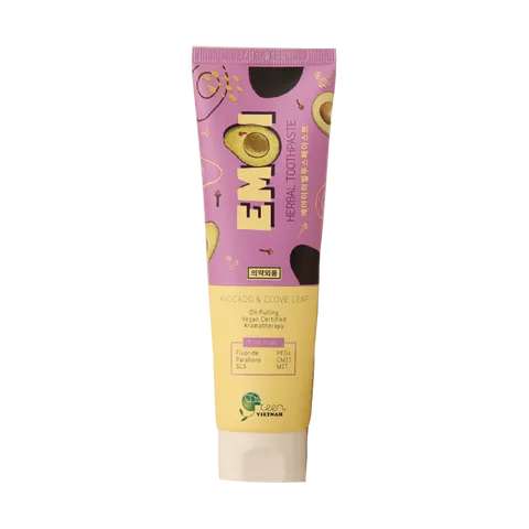 Kem đánh răng Emoi Herbal Toothpaste 100g - Dầu hạt bơ & Tinh dầu tự nhiên, Hỗ trợ làm sạch răng & Thơm miệng tự nhiên