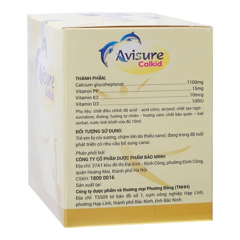 Siro Avisure Calkid Tăng Chiều Cao Cho Trẻ Từ 2 Tuổi - Bổ Sung Canxi, Vitamin PP, D3, K2 Hương Vị Cam Ngọt Dễ Uống